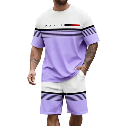 🔥Limited-Time Offer-Men's Letter Print Short-Sleeve Shorts Set