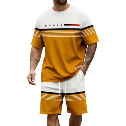 🔥Limited-Time Offer-Men's Letter Print Short-Sleeve Shorts Set