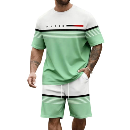 🔥Limited-Time Offer-Men's Letter Print Short-Sleeve Shorts Set