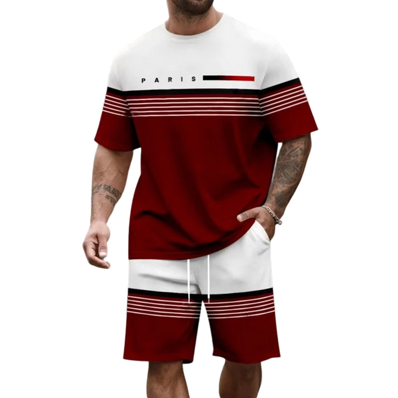 🔥Limited-Time Offer-Men's Letter Print Short-Sleeve Shorts Set