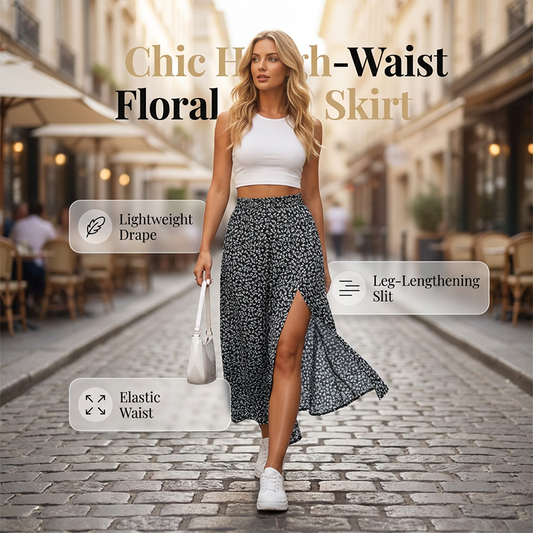 Women's Ditsy Floral High-Waist Slit Skirt