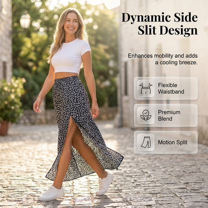 Women's Ditsy Floral High-Waist Slit Skirt