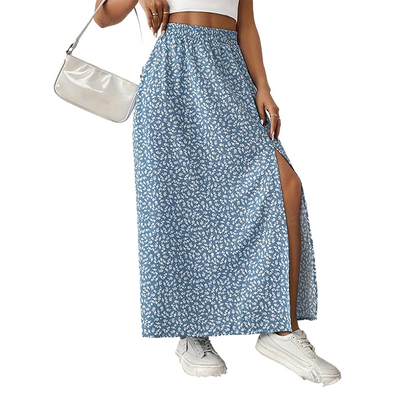 Women's Ditsy Floral High-Waist Slit Skirt