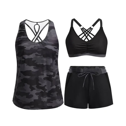 🔥2026 Hot Sale 50% OFF✨⚡ 50K+ SOLD! 🎁Women's 3-Piece Swimsuit Tankini Set with Shorts