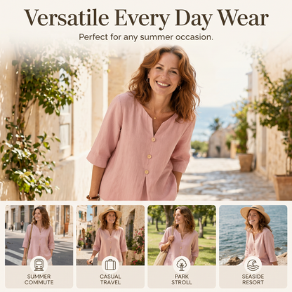 Women's Casual V-Neck Button-Up Top
