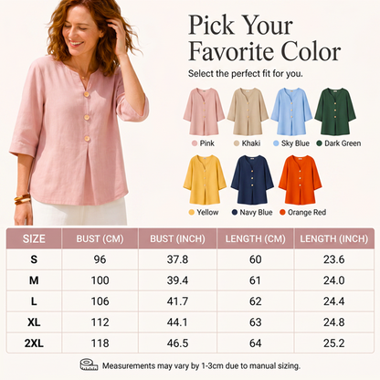 Women's Casual V-Neck Button-Up Top
