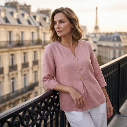 Women's Casual V-Neck Button-Up Top