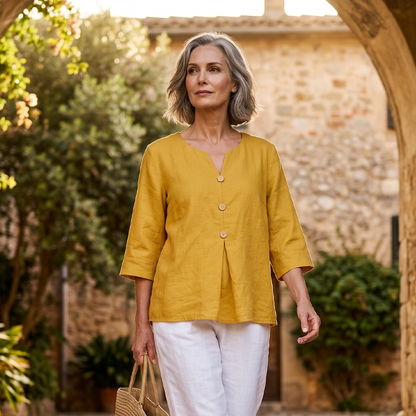 Women's Casual V-Neck Button-Up Top