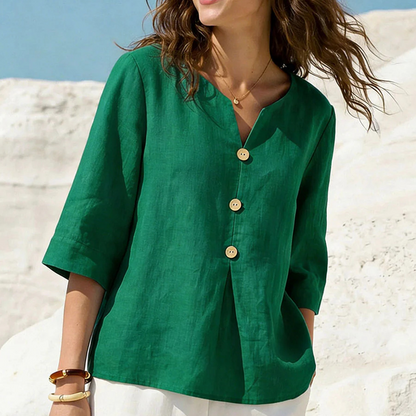Women's Casual V-Neck Button-Up Top