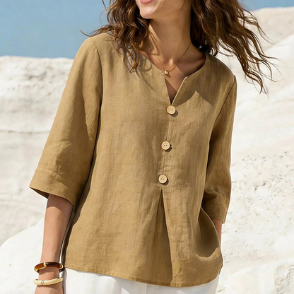 Women's Casual V-Neck Button-Up Top