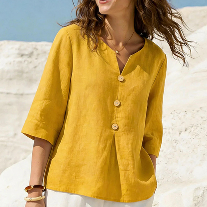 Women's Casual V-Neck Button-Up Top