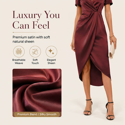 Women's Short Sleeve V-Neck Asymmetrical Wrap Dress