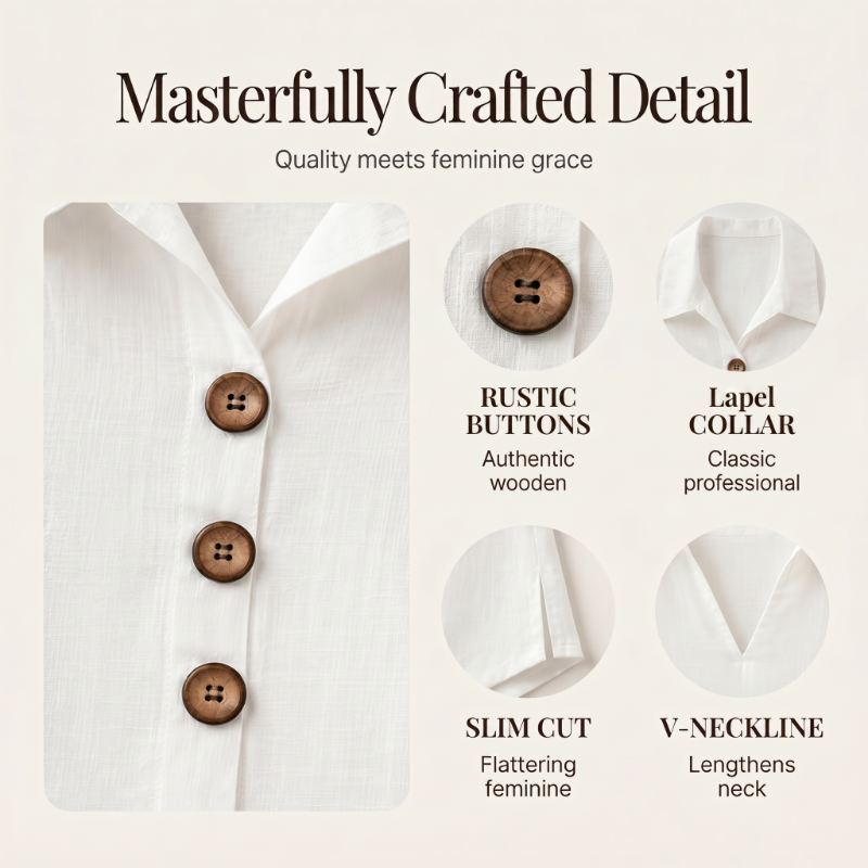 Women's Summer Sleeveless Button Up Top