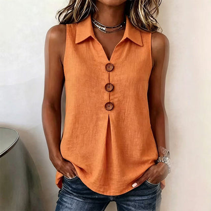 Women's Summer Sleeveless Button Up Top