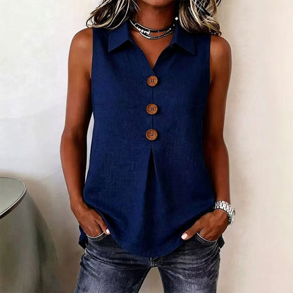 Women's Summer Sleeveless Button Up Top