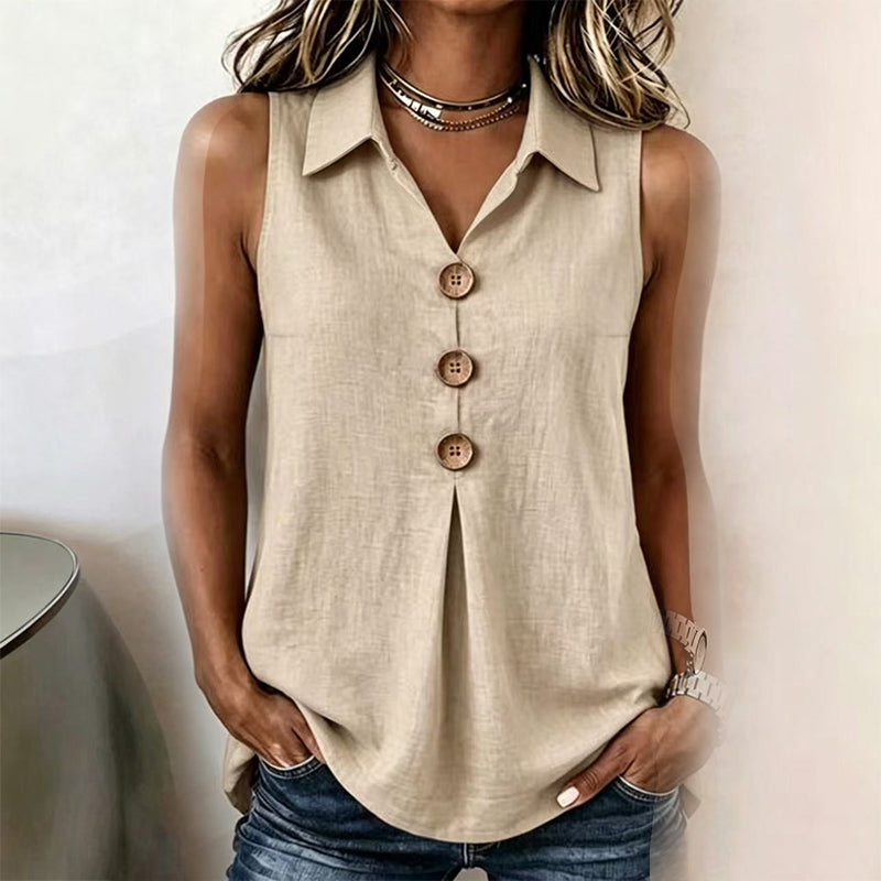 Women's Summer Sleeveless Button Up Top
