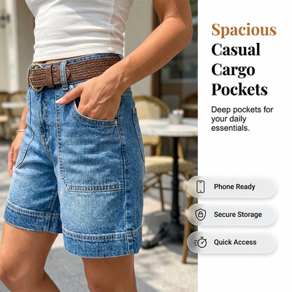🎉 LIMITED TIME 50% OFF! 🍦 Viral Bermuda Denim Shorts – Thigh-Covering Confidence & Stretchy Mid-Rise Fit ✨
