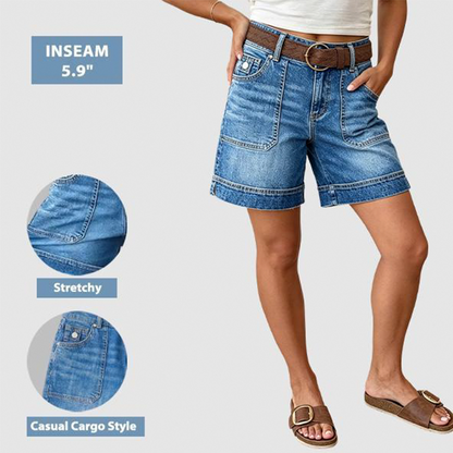 🎉 LIMITED TIME 50% OFF! 🍦 Viral Bermuda Denim Shorts – Thigh-Covering Confidence & Stretchy Mid-Rise Fit ✨