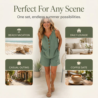 Soft Fabric Wide-Leg Trousers Two-Piece Set