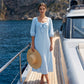 ⌛Limited-Time Offer-Casual Solid Color Midi Dress with Elegant Bowknot and Square Neck