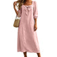 ⌛Limited-Time Offer-Casual Solid Color Midi Dress with Elegant Bowknot and Square Neck