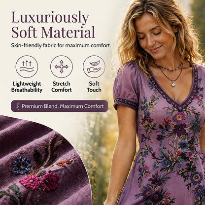 Women's Vintage V-Neck Floral Maxi Dress