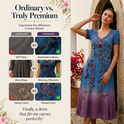 Women's Vintage V-Neck Floral Maxi Dress