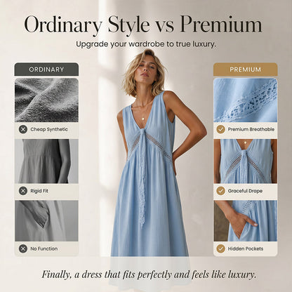 🔥New Arrivals & Special Offers-Women's Sleeveless Lace Trim V-Neck Dress