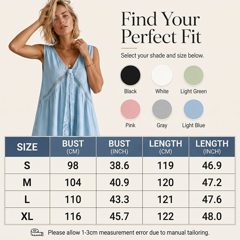 🔥New Arrivals & Special Offers-Women's Sleeveless Lace Trim V-Neck Dress