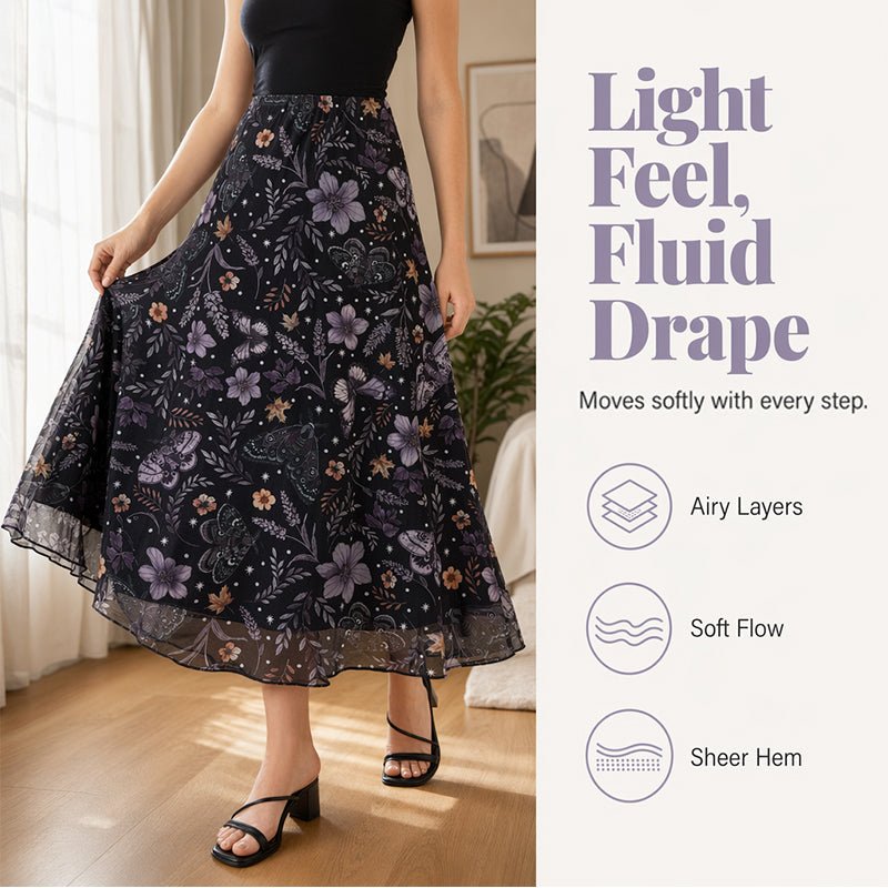 Women's High-Waisted Mesh A-Line Skirt