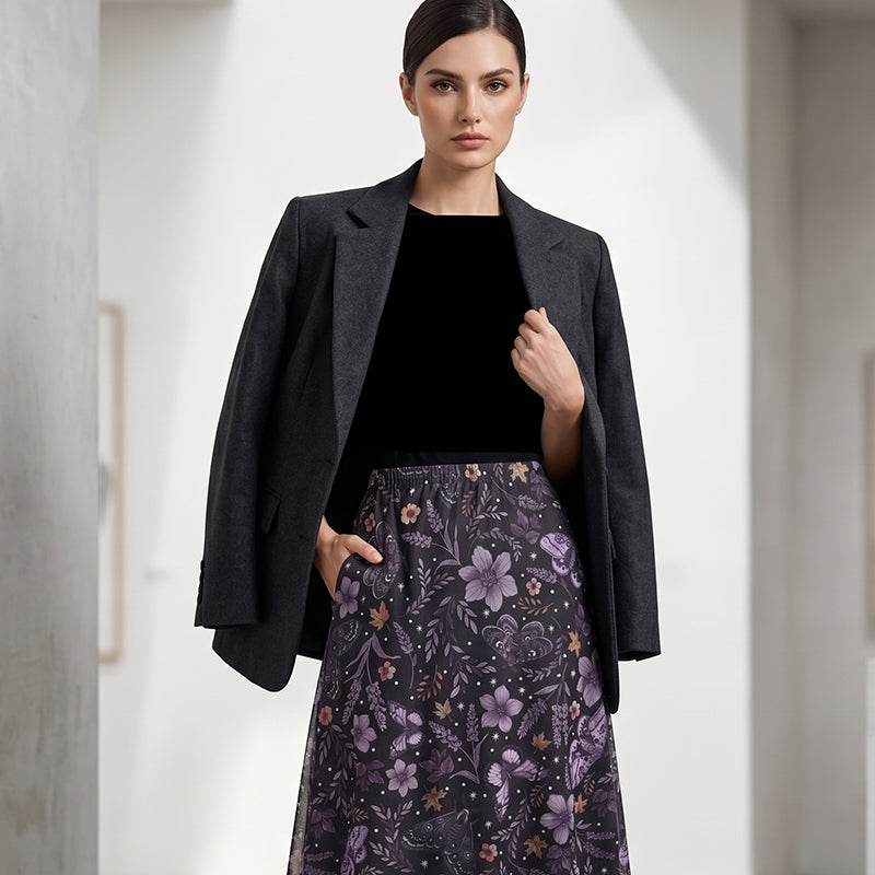 Women's High-Waisted Mesh A-Line Skirt
