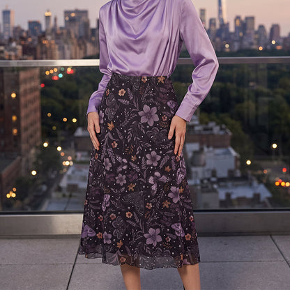 Women's High-Waisted Mesh A-Line Skirt