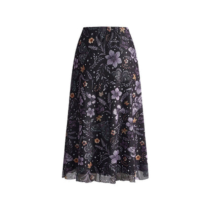 Women's High-Waisted Mesh A-Line Skirt