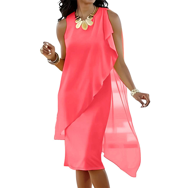 Women's Sleeveless Round Neck Irregular Hem Dress