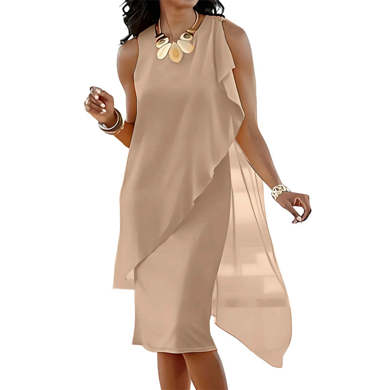 Women's Sleeveless Round Neck Irregular Hem Dress