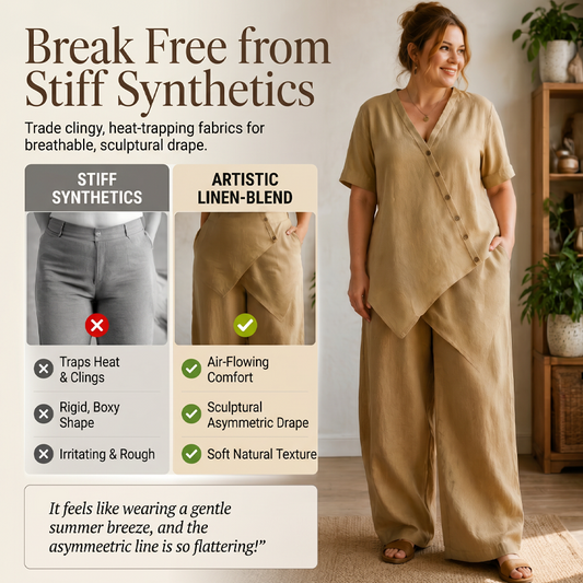 Women's Asymmetrical Top & Wide-Leg Pants Set