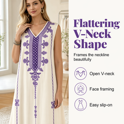 Flattering V-Neck Shape Flowing Dress