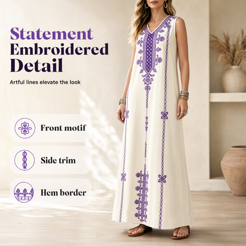 Flattering V-Neck Shape Flowing Dress