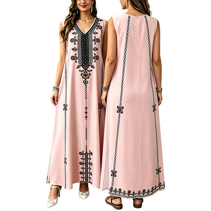 Flattering V-Neck Shape Flowing Dress