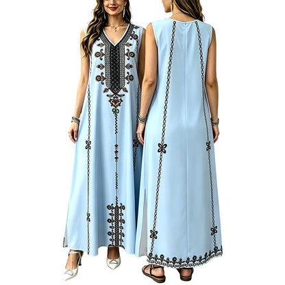 Flattering V-Neck Shape Flowing Dress