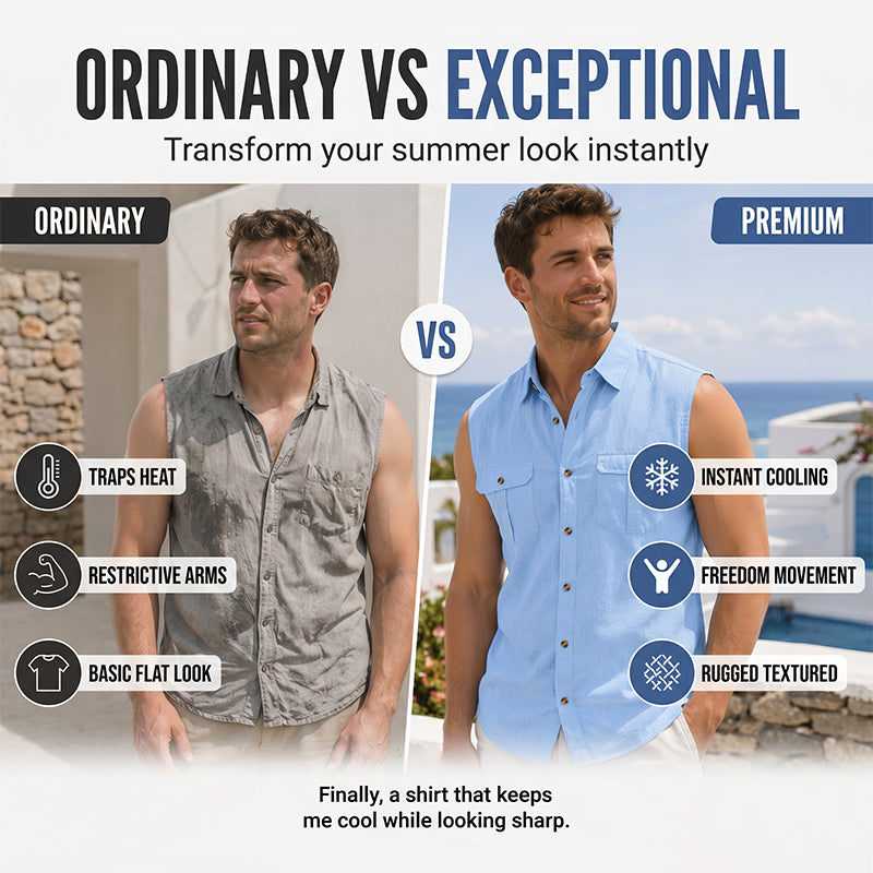 Men's Summer Sleeveless Button-Down Shirt