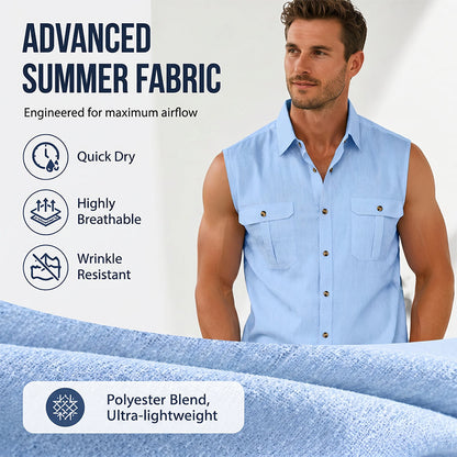 Men's Summer Sleeveless Button-Down Shirt