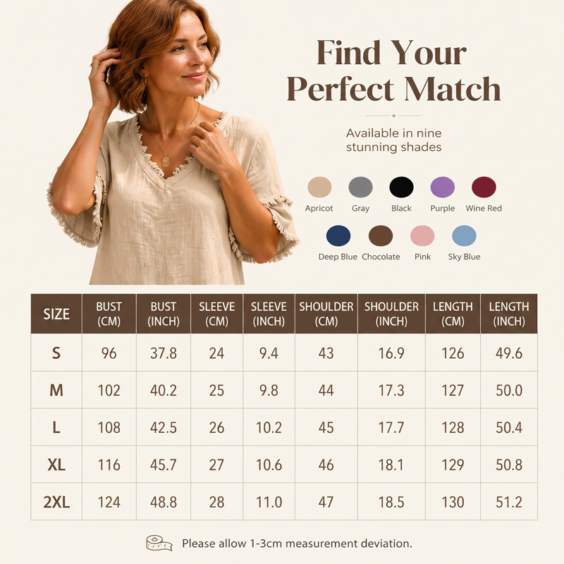 Women's V-Neck Tassel Loose-Fit Midi Dress