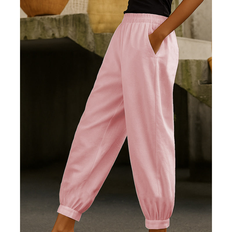 Women's Casual Solid Color Ankle-Cuffed Pants
