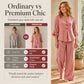 Women's Plaid Ruffle Sleeve V-Neck Top & Pants Set
