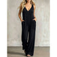 👗 50% OFF NOW! 🌊 Women's Effortless Summer V-Neck Jumpsuit – Relaxed Wide Leg, Deep Side Pockets & Attached Hood – Beach to Dinner Ready ☀️
