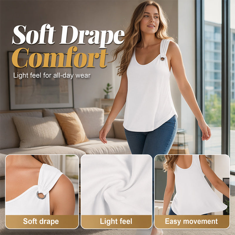Summer Solid Color Sleeveless Vest Loose Fit Top for Women