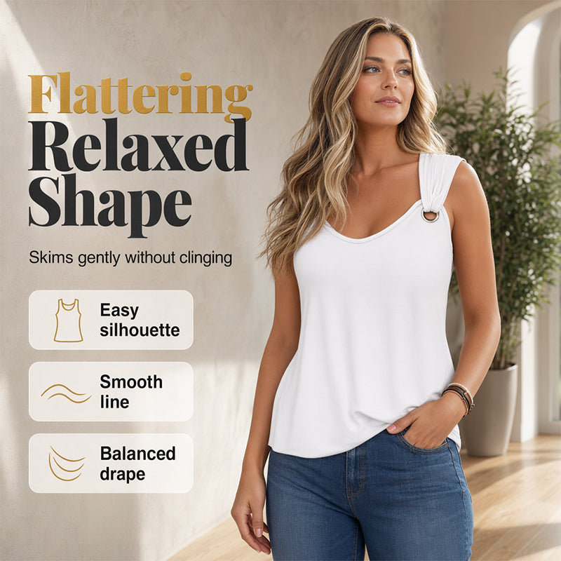 Summer Solid Color Sleeveless Vest Loose Fit Top for Women