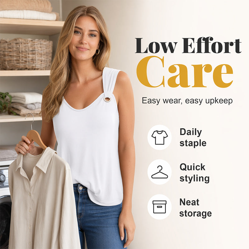 Summer Solid Color Sleeveless Vest Loose Fit Top for Women