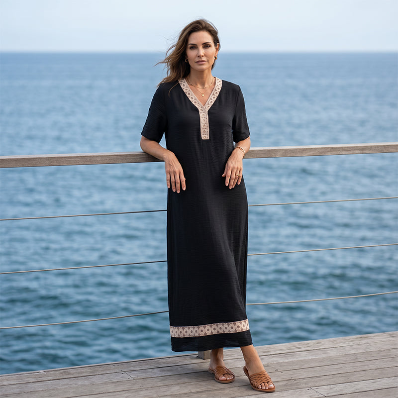 Women's Elegant Lace Splicing V-Neck Dress